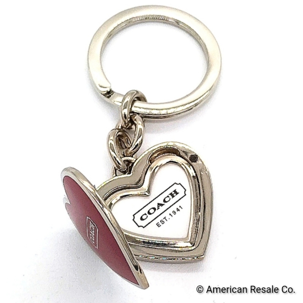 COACH Vintage Red Enamel Heart Locket Purse Charm Keychain # 1657 NWOT - Picture 2 of 7